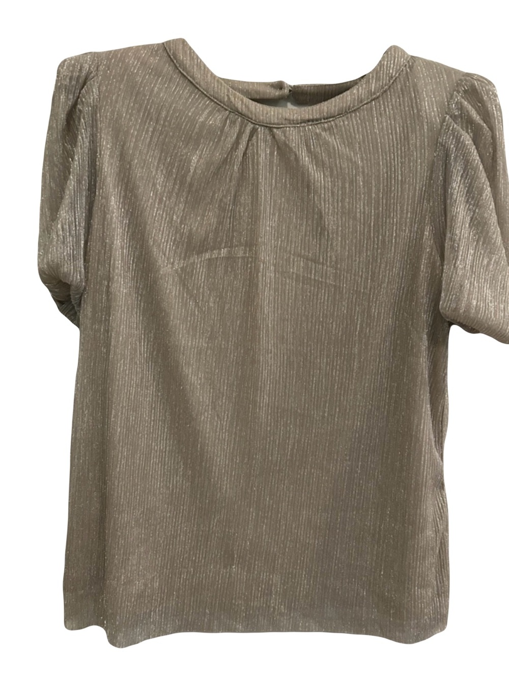 CeCe Shimmery Cream Short Puff Sleeve Top